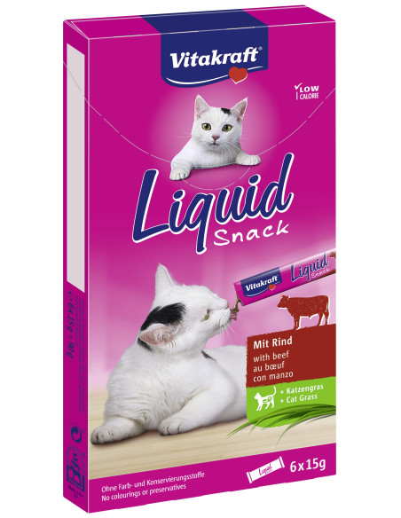 VT CAT LIQUID SNACK TERNERA CON INULINA 90 G (CAJA DE 11)