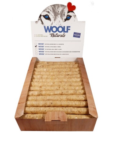 WOOLF NATURALS PALITOS TERNERA Y TRIPA 22CM - 18GR 50UDS/CAJA