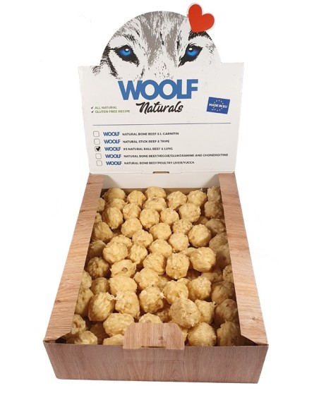 WOOLF NATURALS BOLITAS TERNERA Y PULMÓN 900GR/CAJA APROX 150UDS