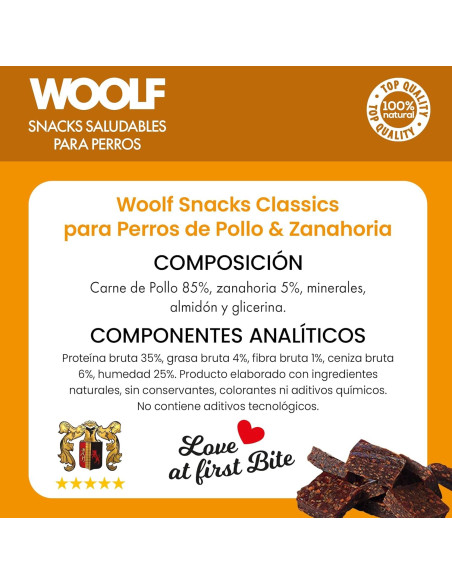WOOLF CHICKEN WITH CARROTS BITES 100GR (CAJA 10UD)