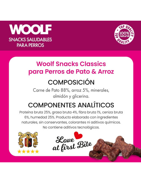 WOOLF SMALL BONE OF DUCK AND RICE 100GR (10UDS)