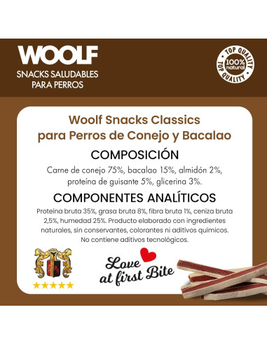 WOOLF LONG RABBIT AND COD SANDWICH 100GR (10UDS)