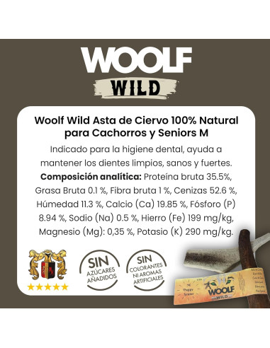 WOOLF WILD ASTA DE CIERVO PUPPY & SENIOR TALLA M
