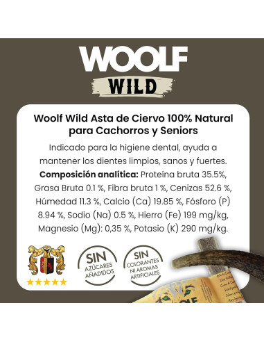 WOOLF WILD ASTA DE CIERVO PUPPY & SENIOR TALLA S