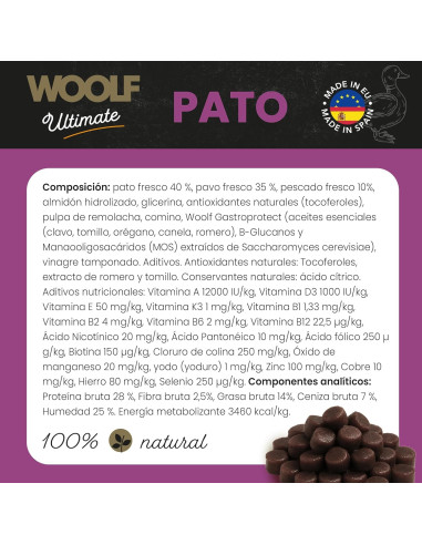 WOOLF ULTIMATE PERRO SEMIHÚMEDO PATO 1KG