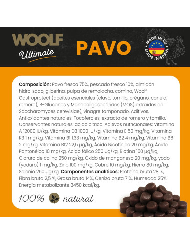 WOOLF ULTIMATE PERRO SEMIHÚMEDO PAVO 1KG