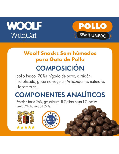 WOOLF WILDCAT SNACK SEMIHUMEDO POLLO 50GR