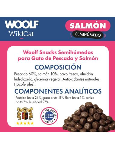 WOOLF WILDCAT SNACK SEMIHUMEDO SALMON 50GR