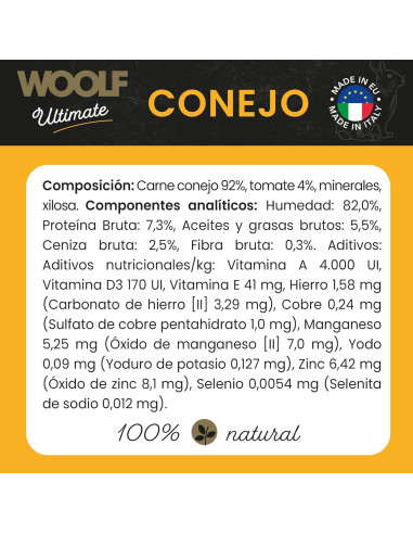 WOOLF ULTIMATE HÚMEDO PERRO - CONEJO 400gr