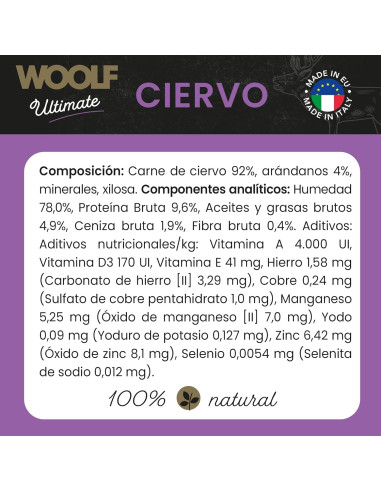 WOOLF ULTIMATE HÚMEDO PERRO - CIERVO 400gr