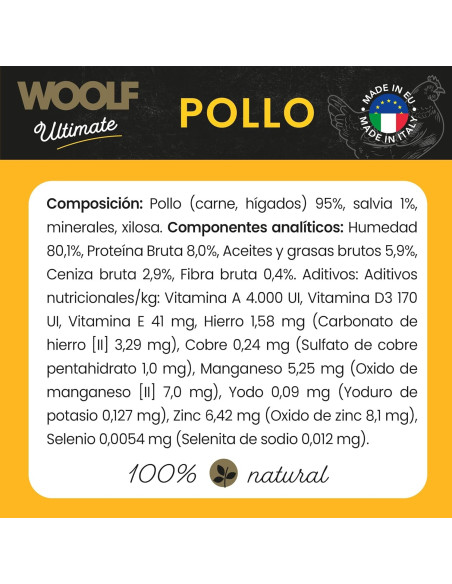 WOOLF ULTIMATE HÚMEDO PERRO - POLLO 400gr
