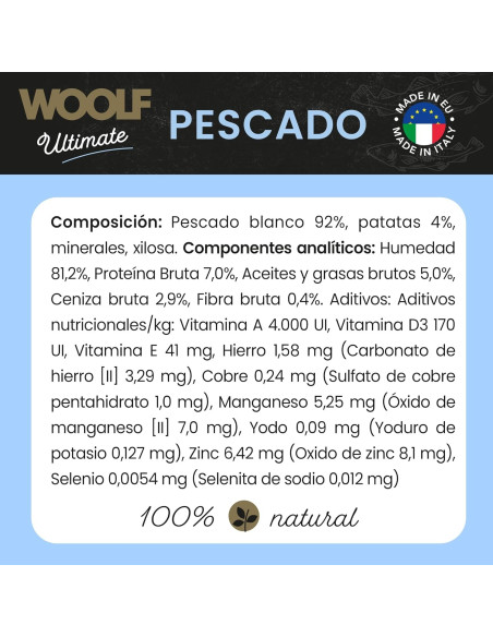 WOOLF ULTIMATE HÚMEDO PERRO - PESCADO BLANCO 400gr