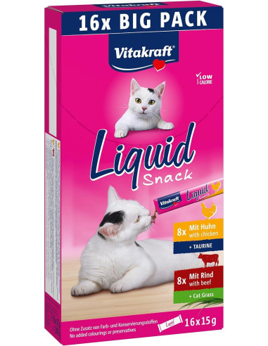 VT CAT LIQUID SNACK MULTIPACK  8 POLLO 8 TERNERA 16X15G  (CAJA DE 5)