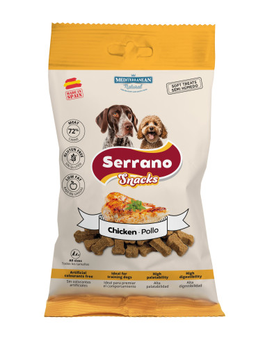 SERRANO SNACK PARA PERROS 100g, DE POLLO (CAJA 12UD)