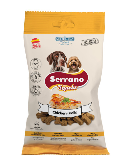 SERRANO SNACK PARA PERROS 100g, DE POLLO (CAJA 12UD)