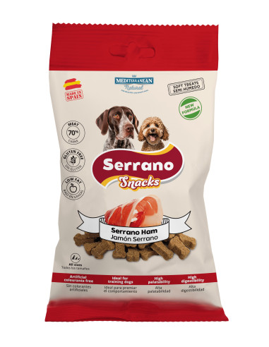 SERRANO SNACK PARA PERROS 100g, DE JAMÓN SERRANO (CAJA 12UD)
