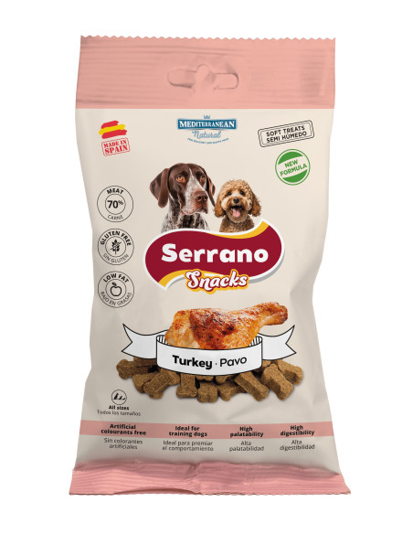 SERRANO SNACK PARA PERROS 100g, DE PAVO (CAJA 12UD)