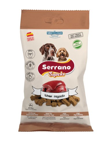 SERRANO SNACK PARA PERROS 100g, DE HÍGADO (CAJA 12UD)