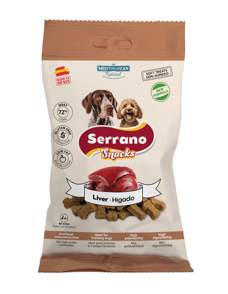 SERRANO SNACK PARA PERROS 100g, DE HÍGADO (CAJA 12UD)