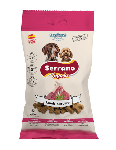SERRANO SNACK PARA PERROS 100g, DE CORDERO (CAJA 12UD)
