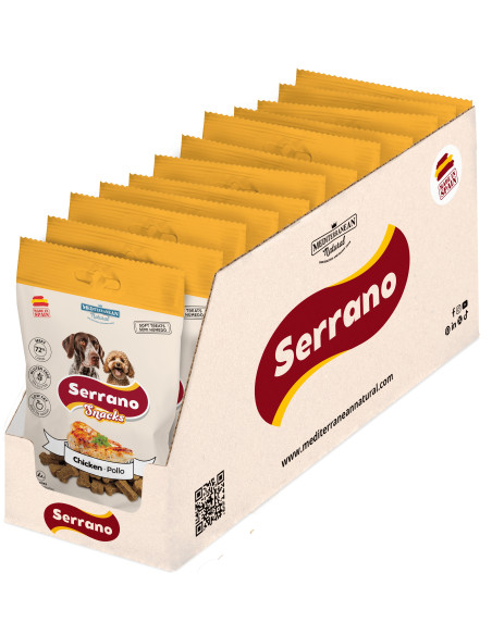 SERRANO SNACK PARA PERROS 100g, DE POLLO (CAJA 12UD)