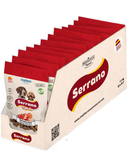 SERRANO SNACK PARA PERROS 100g, DE JAMÓN SERRANO (CAJA 12UD)