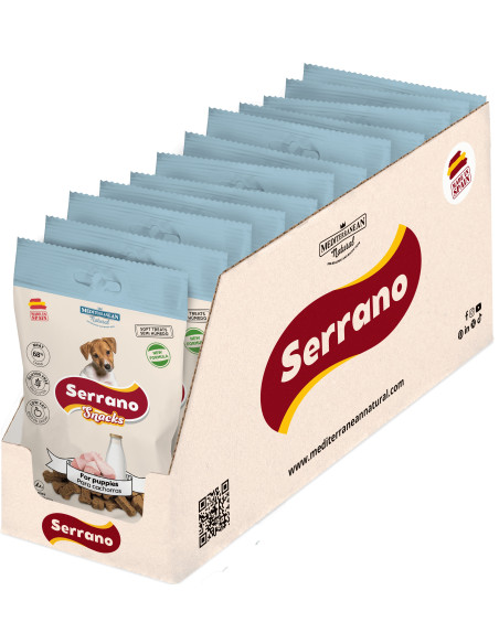 SERRANO SNACK PARA PERROS 100g, PARA PUPPY (CAJA 12UD)