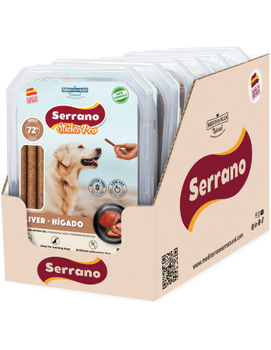 SERRANO STICKS PRO CON HÍGADO DE CERDO, 350 g (CAJA 6UD)