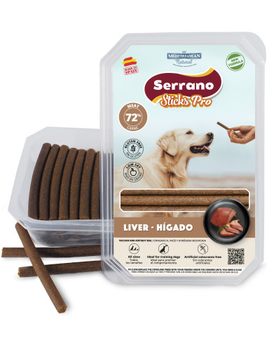 SERRANO STICKS PRO CON HÍGADO DE CERDO, 800 g (CAJA 9UD)