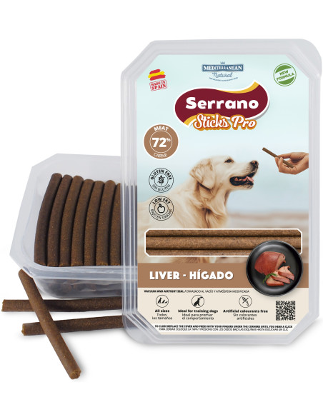 SERRANO STICKS PRO CON HÍGADO DE CERDO, 800 g (CAJA 9UD)