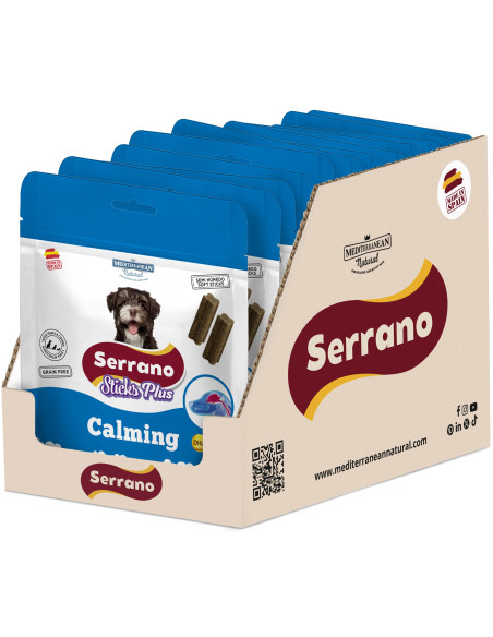 SERRANO STICKS PLUS 110g, CALMING - ANTIESTRES. (CAJA 12UD)