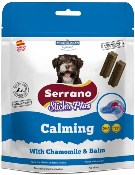 SERRANO STICKS PLUS 110g, CALMING - ANTIESTRES. (CAJA 12UD)