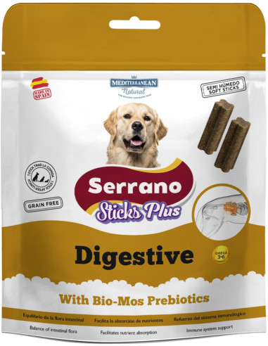 SERRANO STICKS PLUS 110g, DIGESTIVE. (CAJA 12UD)