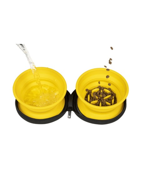 KIWI DOUBLE TRAVEL BOWL SLOWFEEDER NARANJA